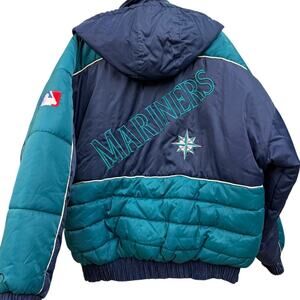 Vintage 90s Seattle Mariners Puffer Winter Coat Jacket Size Mens XL